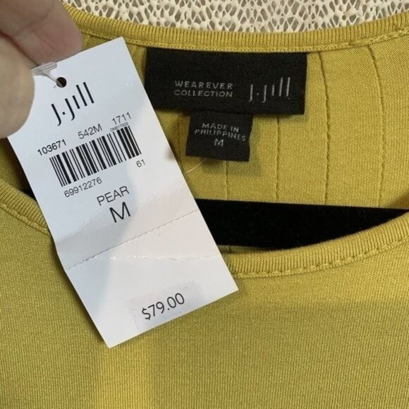 J.Jill Collection Chartreuse Green L Long Sleeve Top Sz Medium Everyday Capsule - Picture 6 of 9